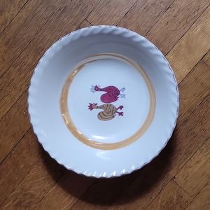 Vintage Lusterware Folk Art Rooster Serving Bowl